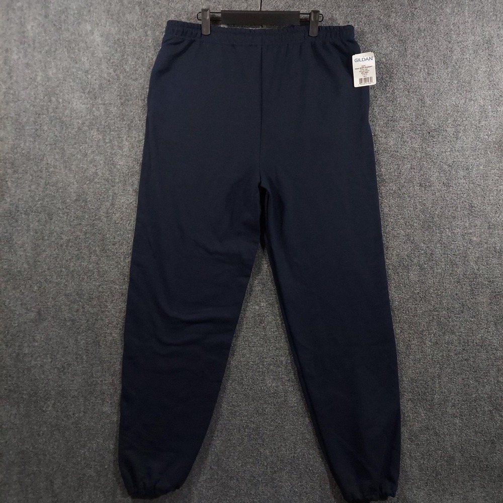 Gildan Pants Mens 2XL Navy Heavy Blend Fleece Sweatpants Elastic Cuffed Joggers‎